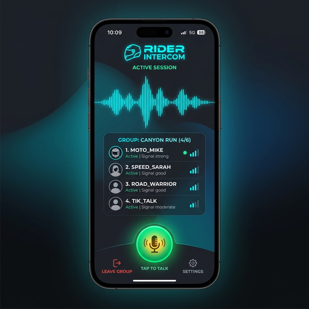 Rider Intercom Active Call Dashboard Screen Mockup